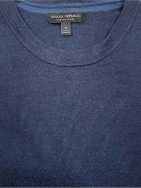 Banana Republic Men’s Navy 100% Merino Wool Crewneck Sweater
